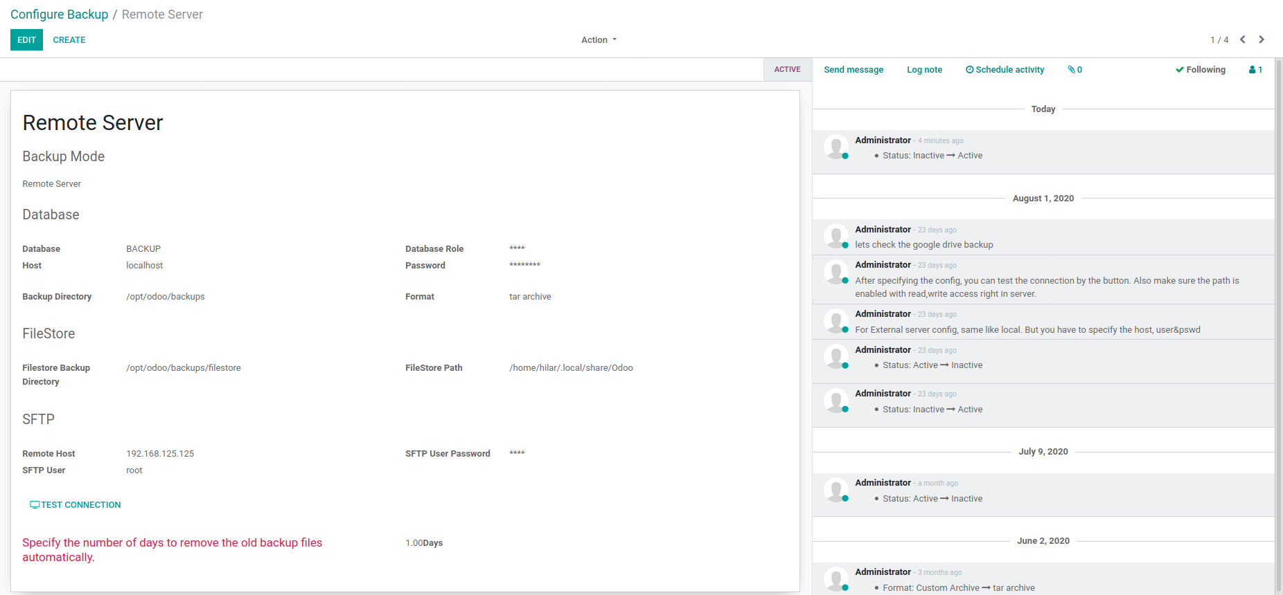 Odoo cloud backup